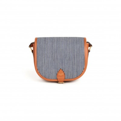 CELINE MEDIUM CROSSBODY BAG IN CANVAS AND CALFSKIN 192412DF9.07LU (18*17*6.5cm)